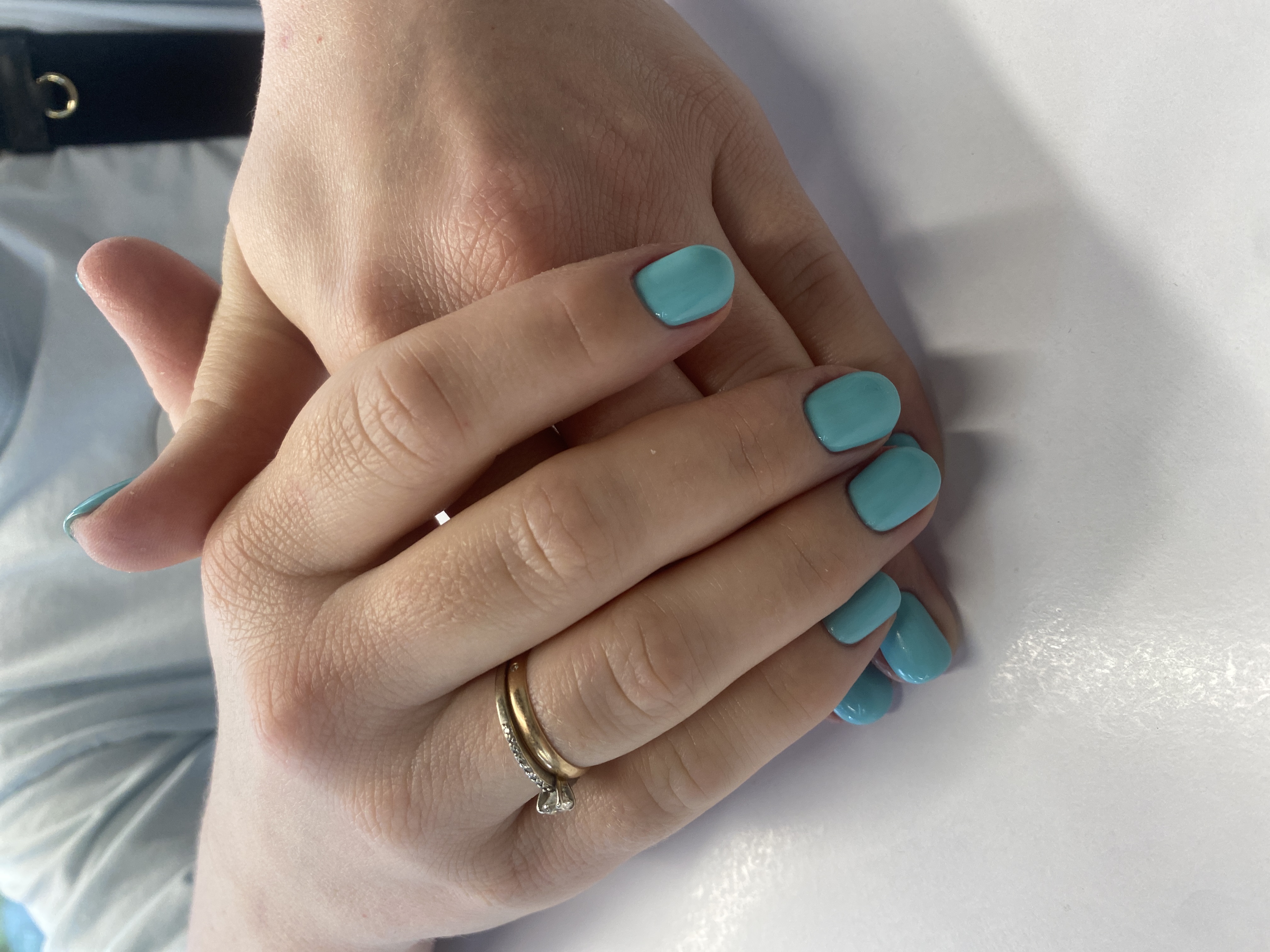 Маникюр, нюд, однотон, голубой, на каждый день