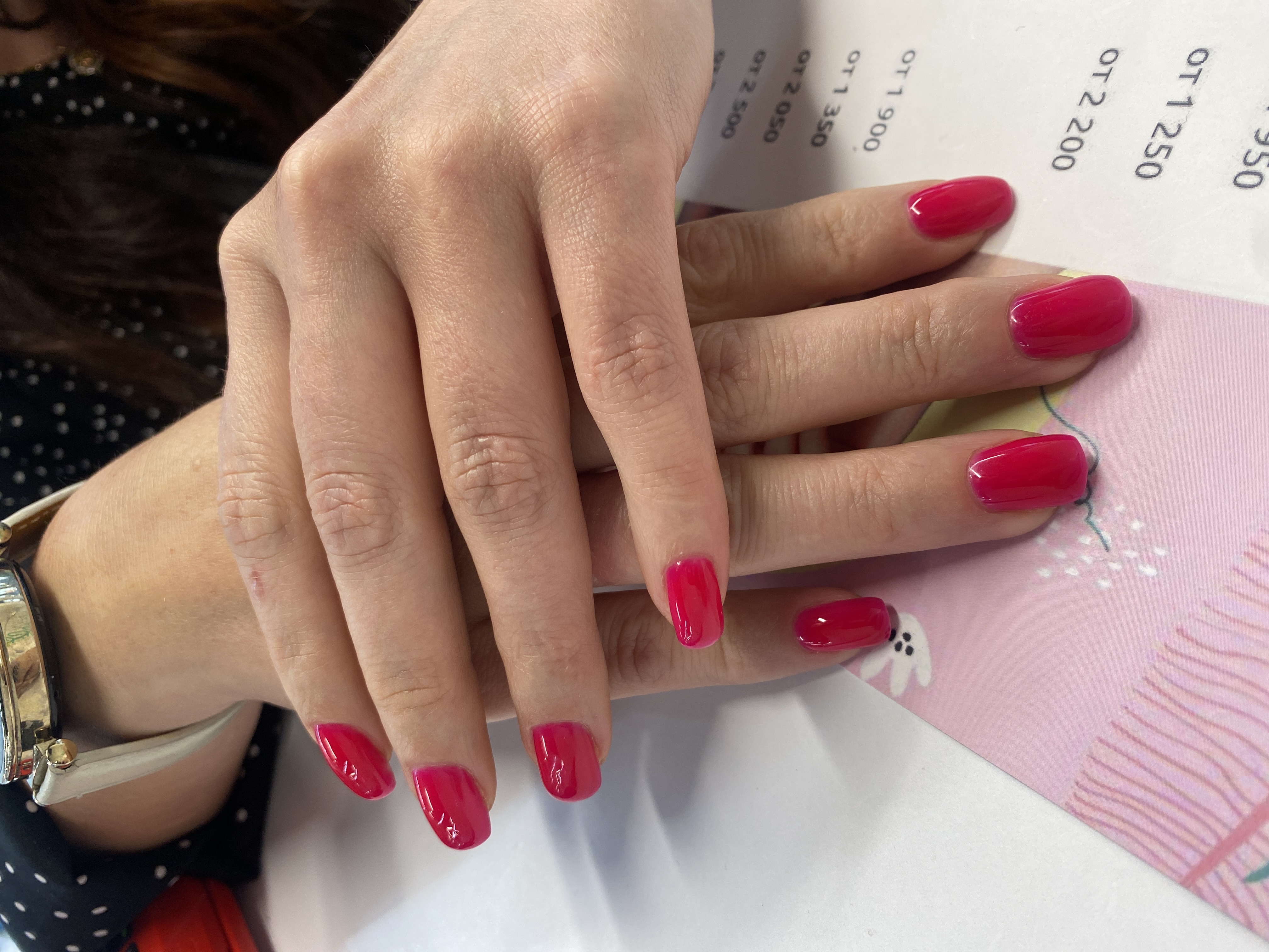 Маникюр, малиновый, однотон