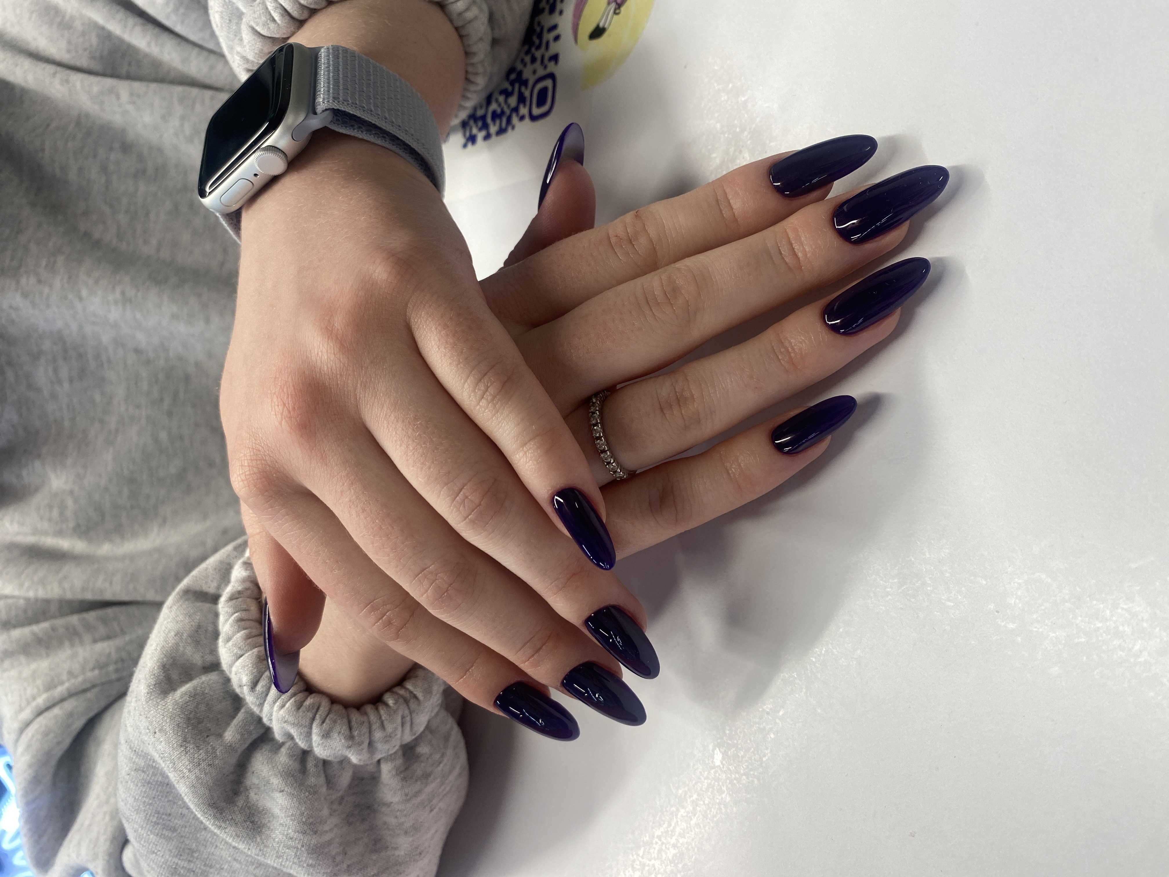 Маникюр, Коррекция наращенных ногтей, однотон, на каждый день, черный