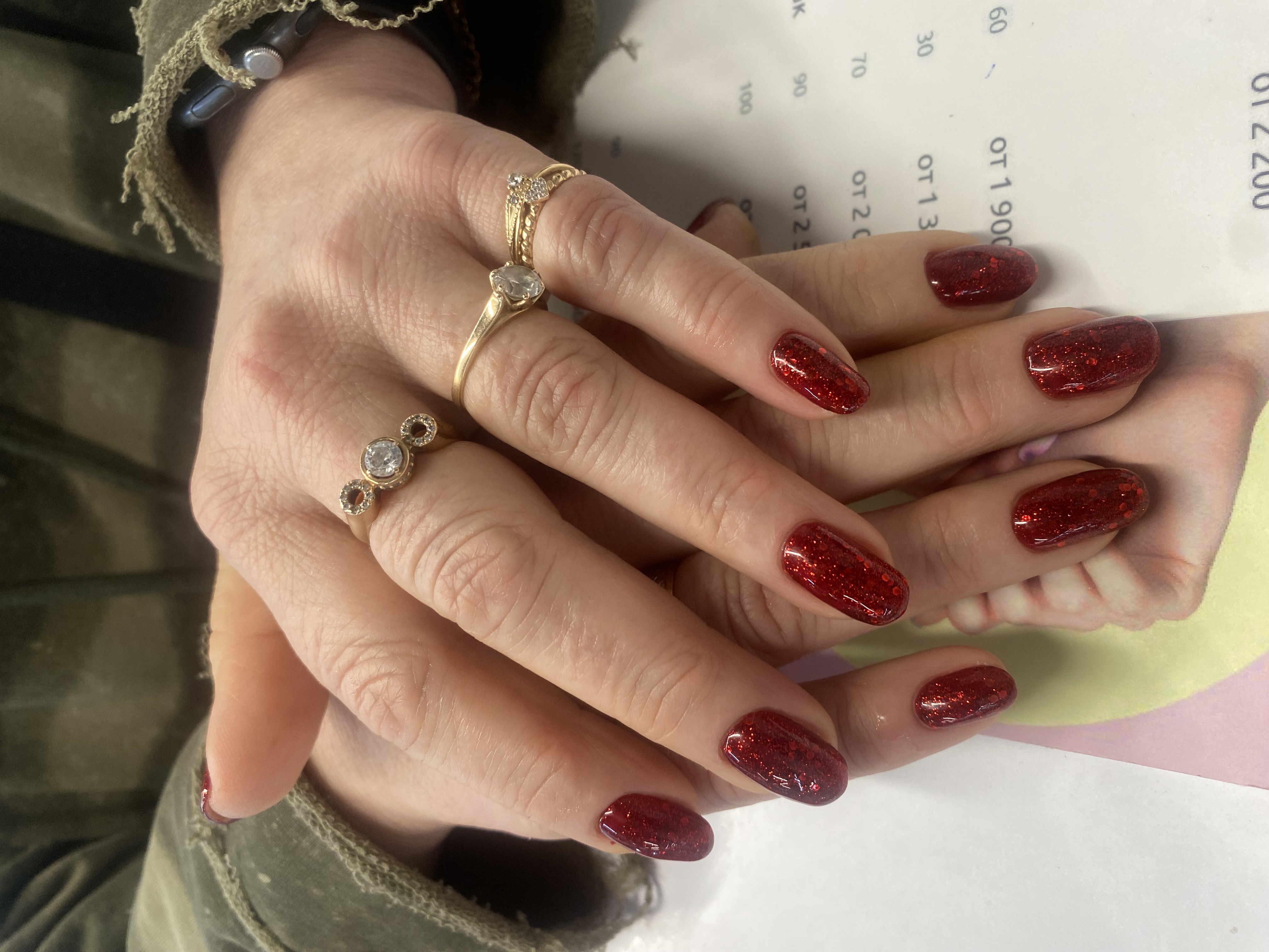 лак с блестками, однотон, Маникюр, винный, на каждый день