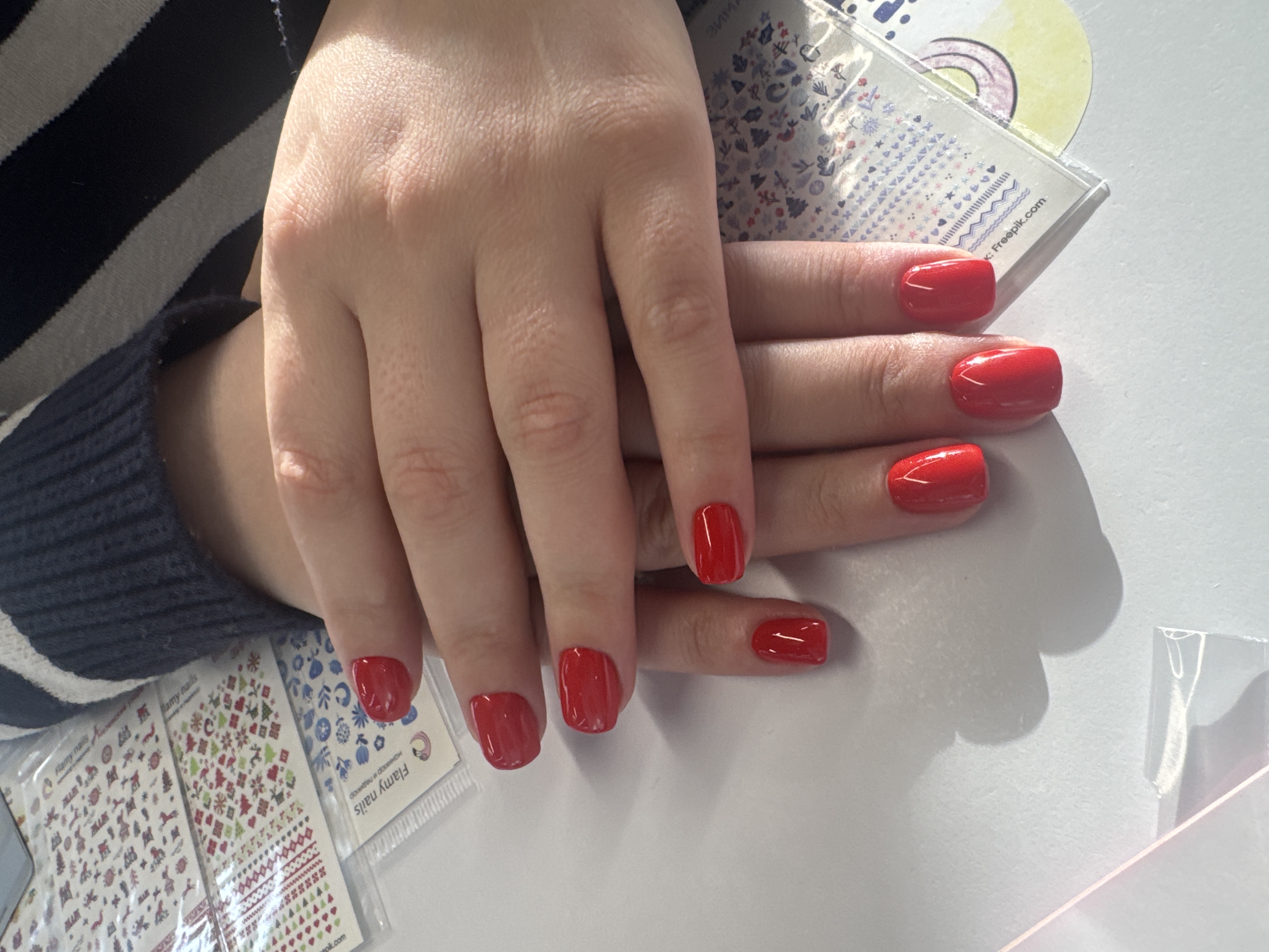 однотон, Маникюр, на каждый день, красный