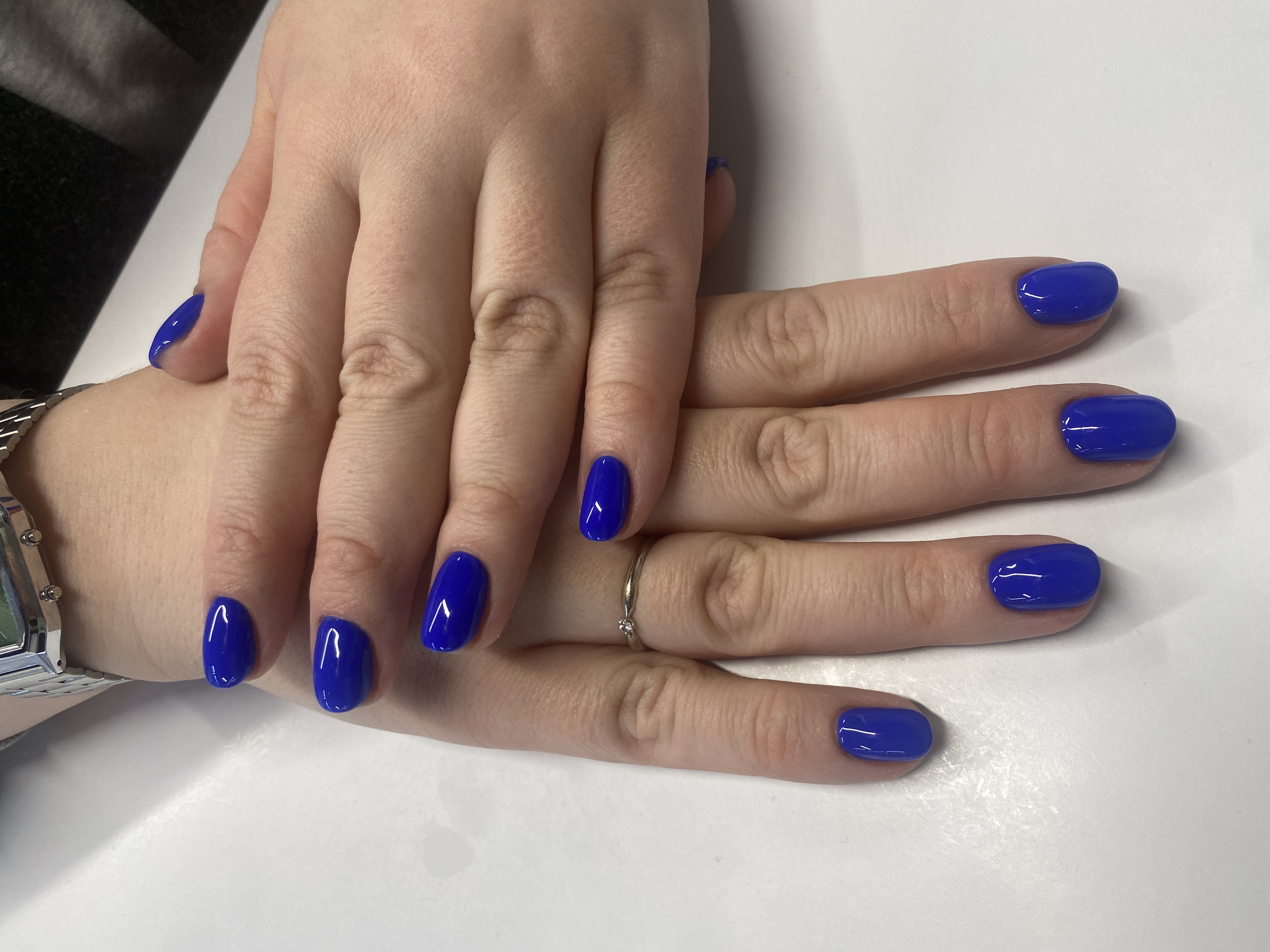 Маникюр, однотон, на каждый день, синий