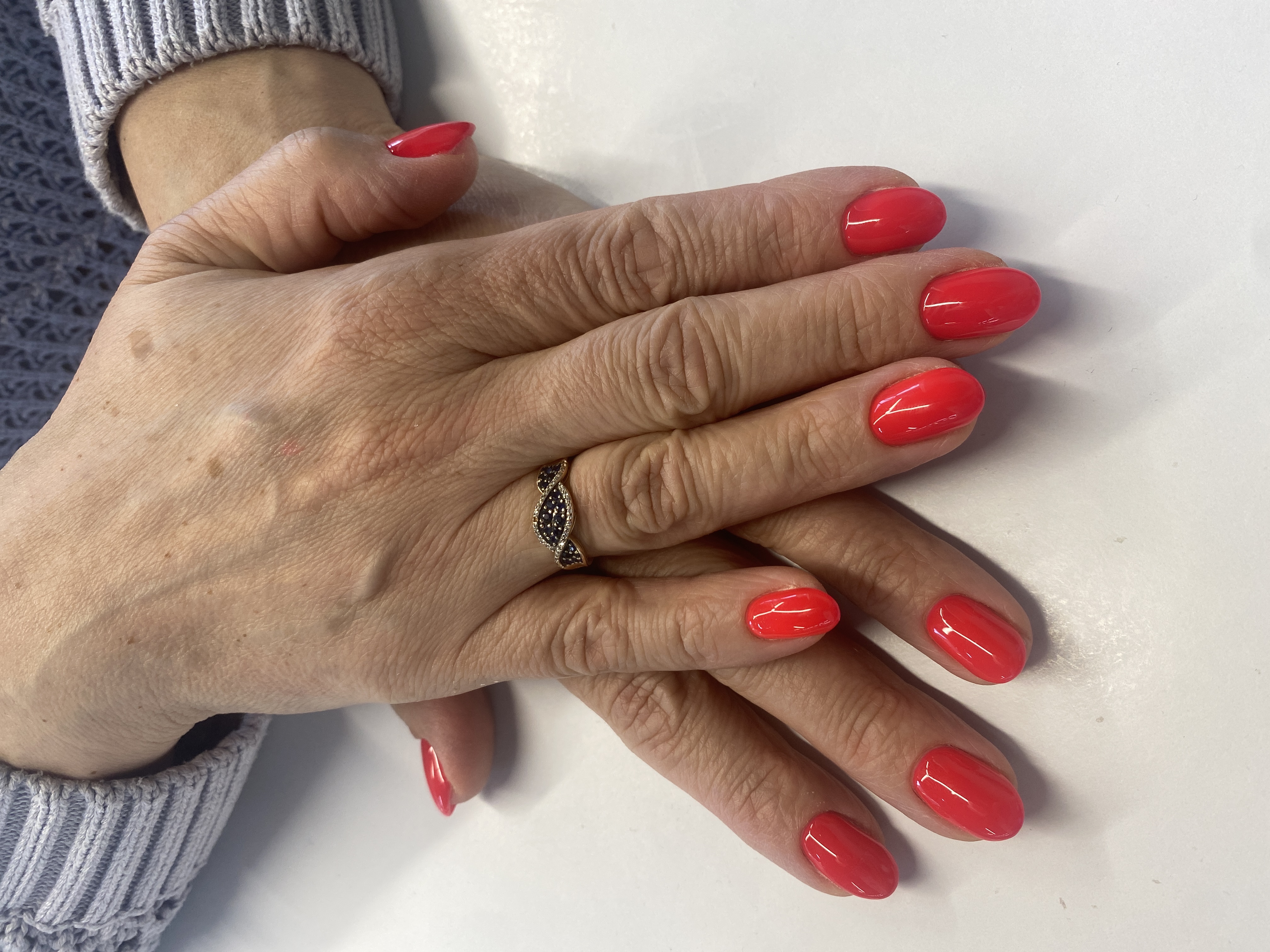 однотон, Маникюр, на каждый день, коралловый