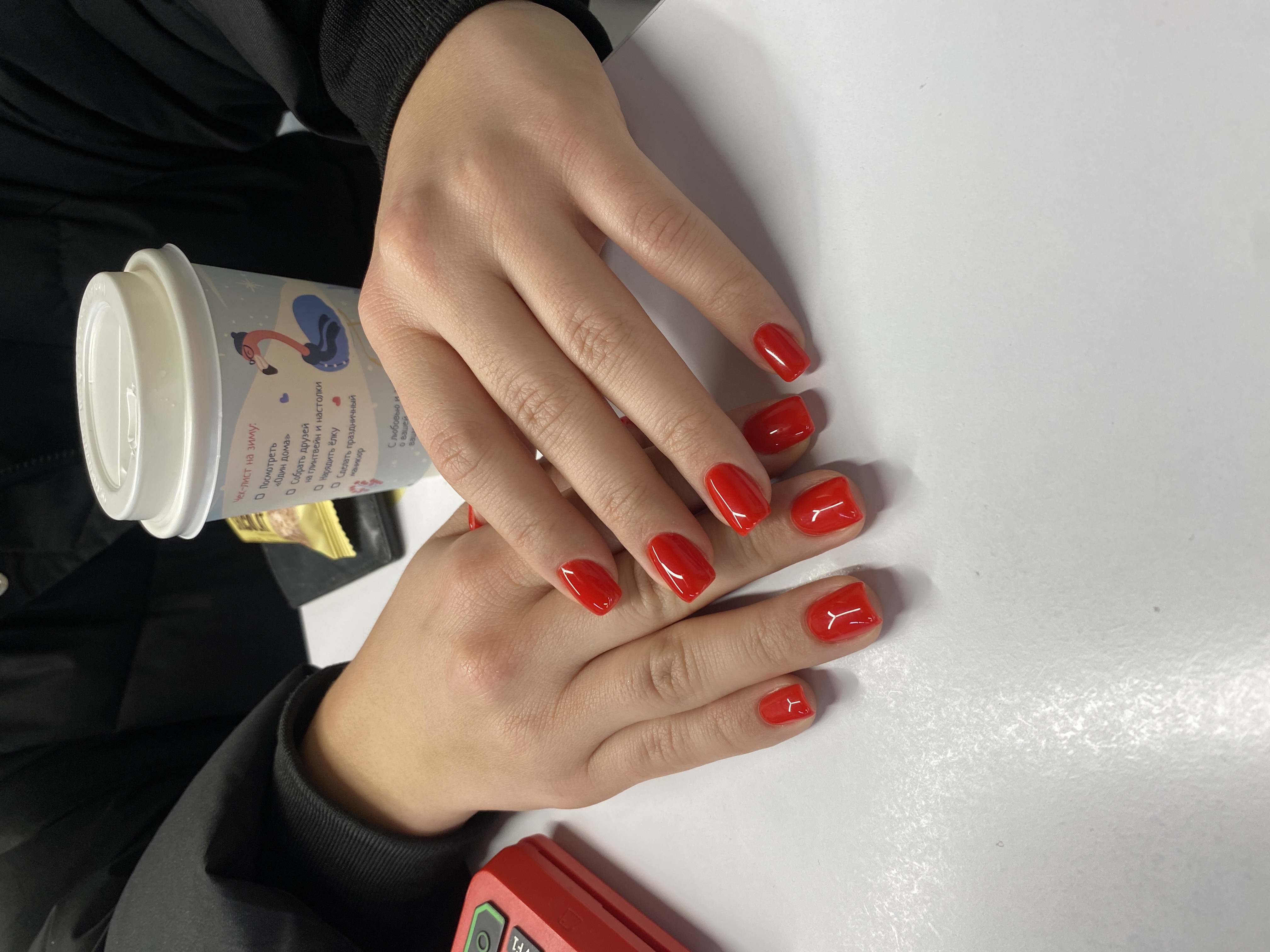 однотон, Маникюр, красный, на каждый день