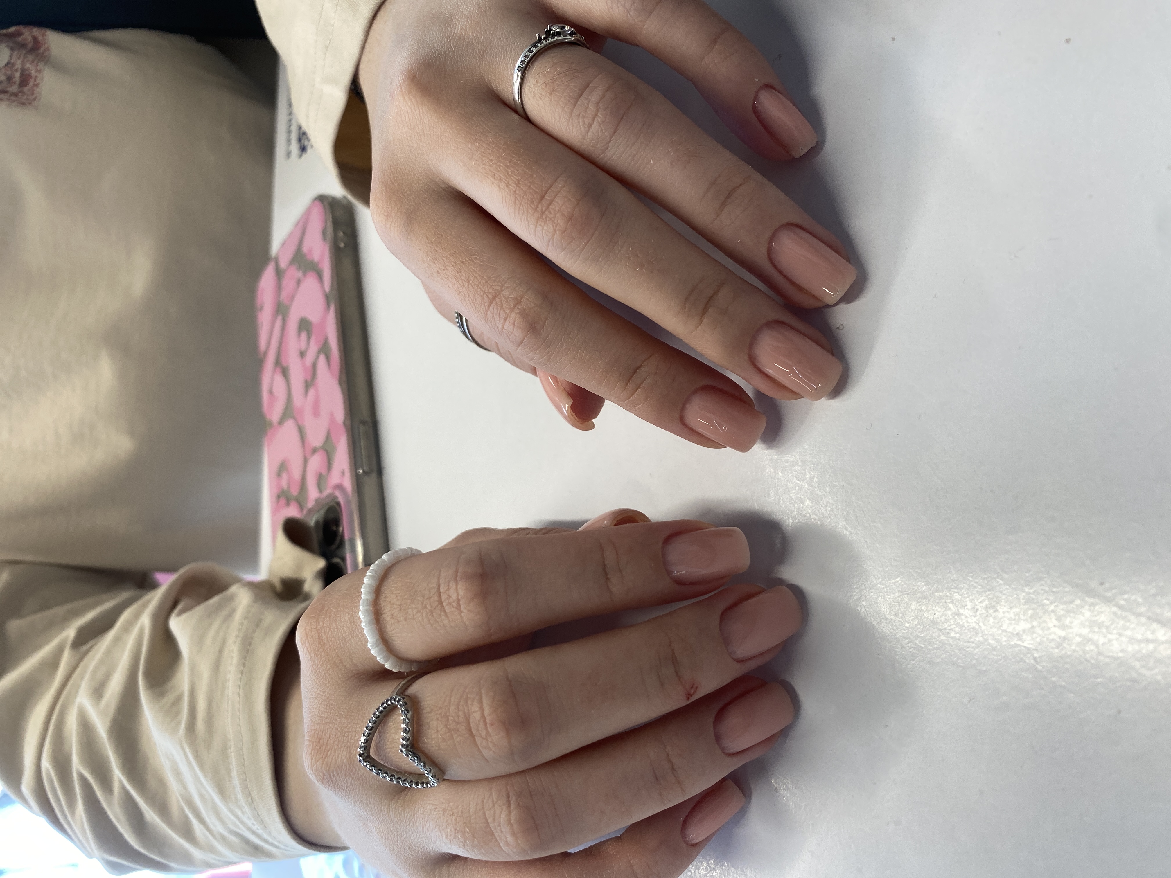 Маникюр, однотон, нюд, пудровый, нежный, на каждый день