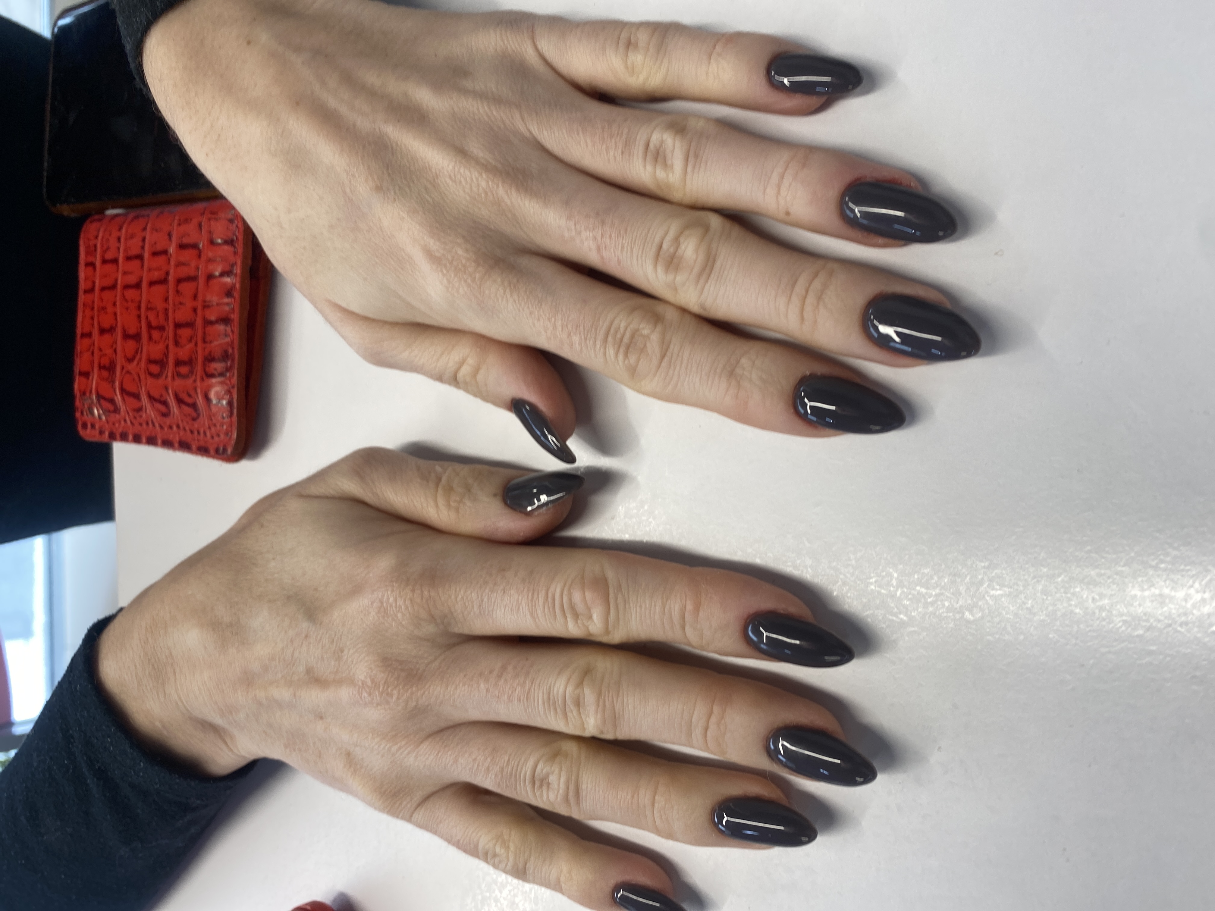 Маникюр, однотон, на каждый день, черный