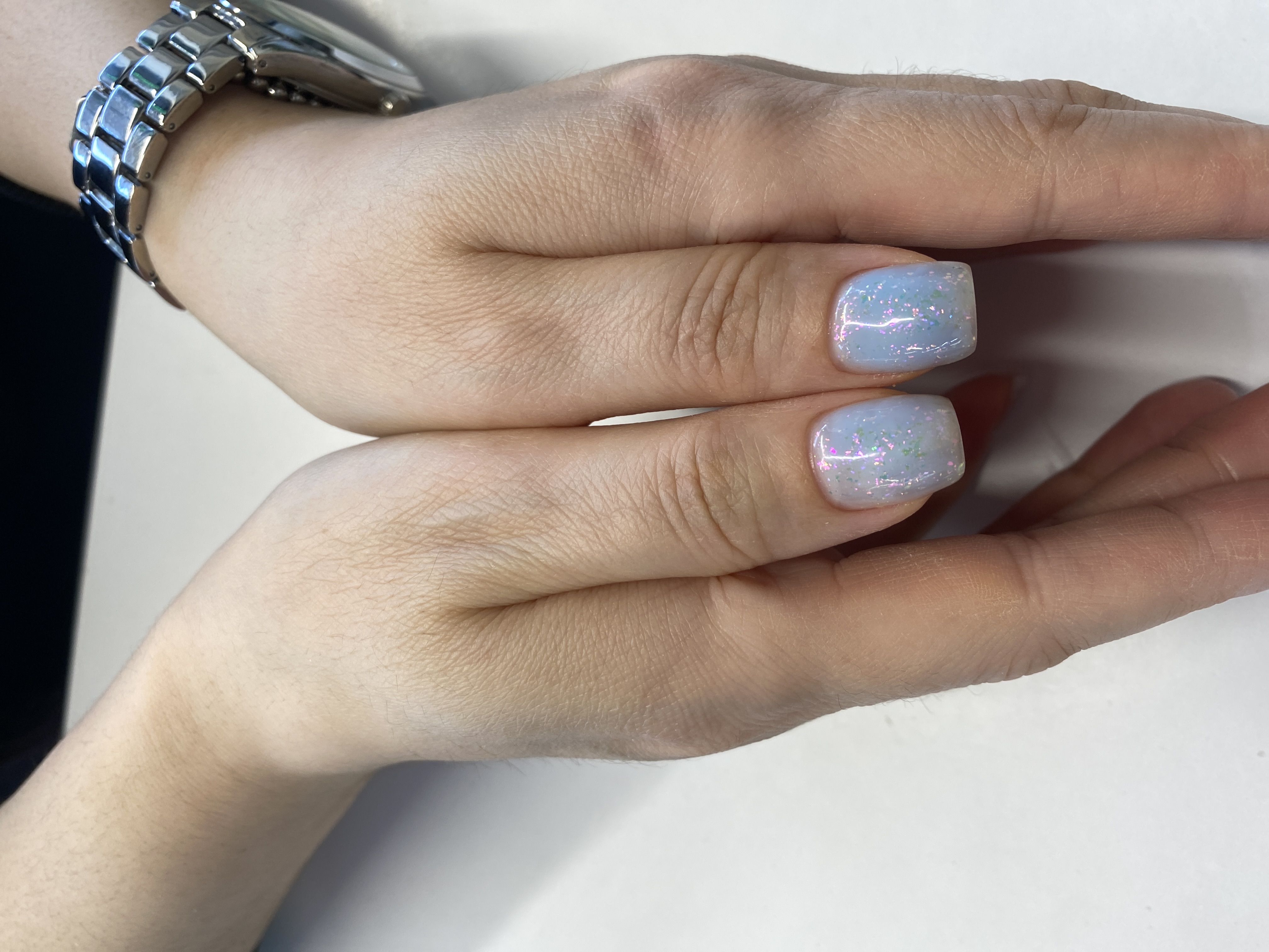 на каждый день, лак с блестками, Маникюр, однотон, голубой, нежный