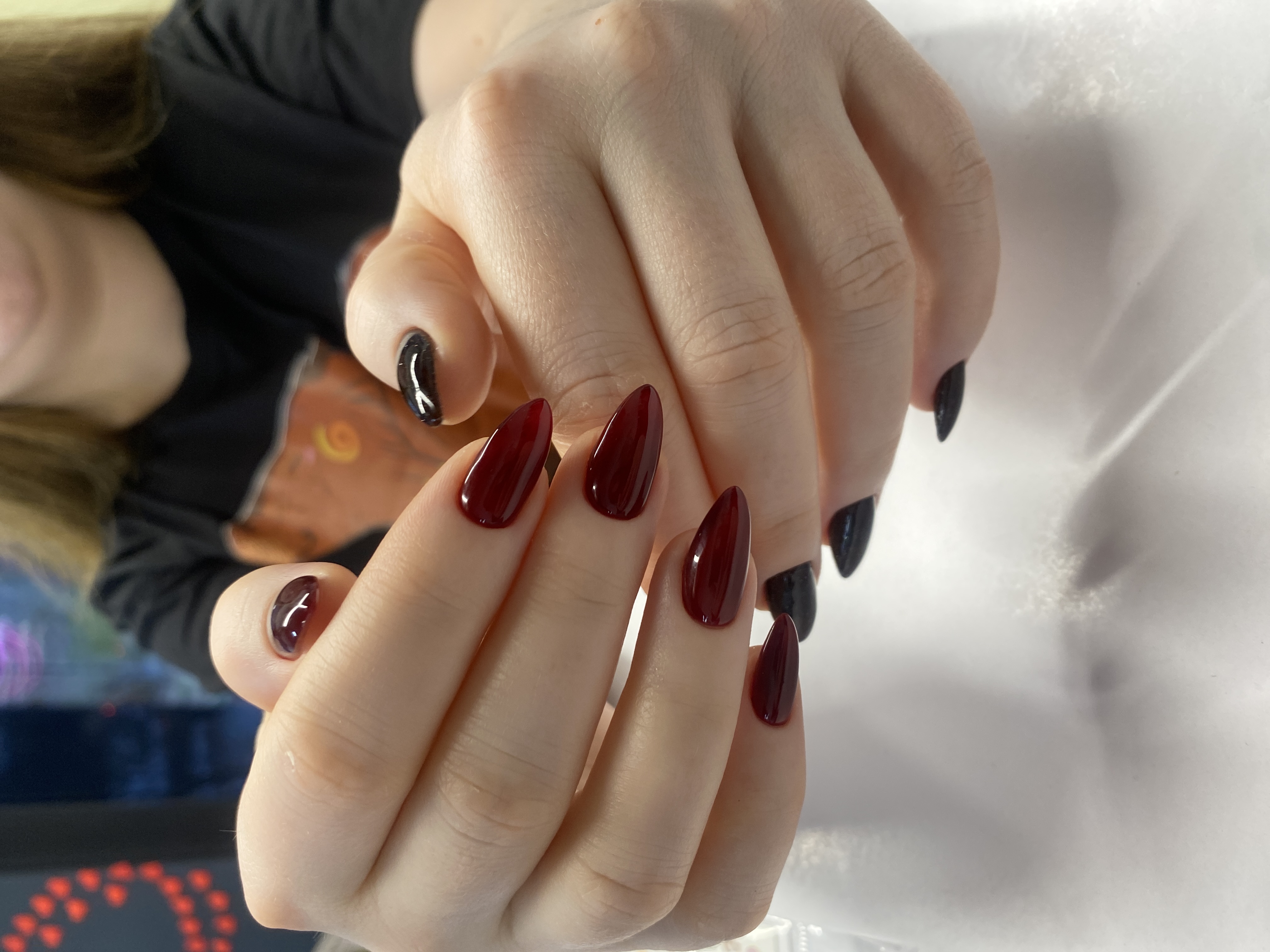 комбинированный, Маникюр, винный, на каждый день