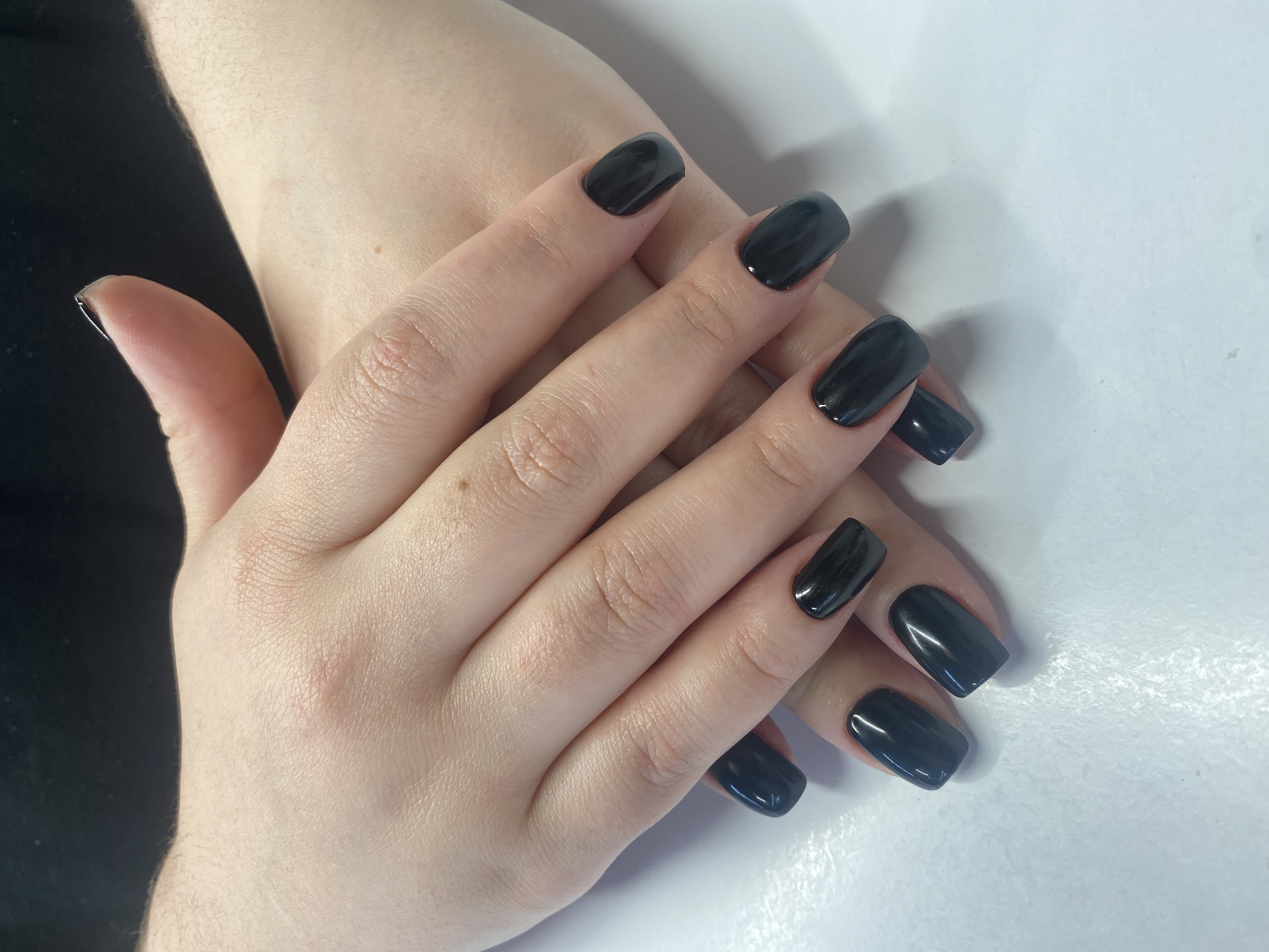 Маникюр, однотон, черный, на каждый день