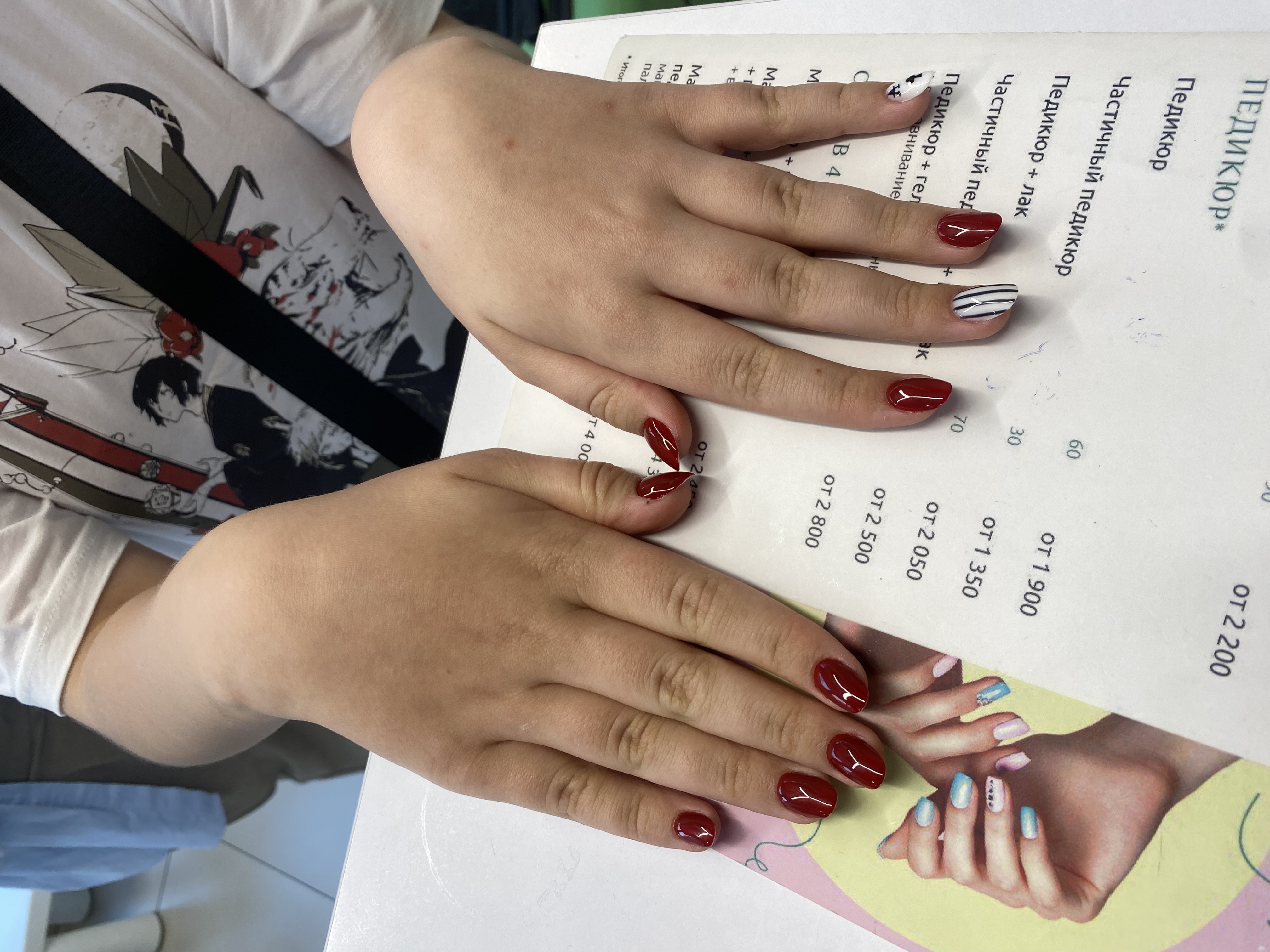 комбинированный, дизайн, полоски, Маникюр, бордовый, минимализм