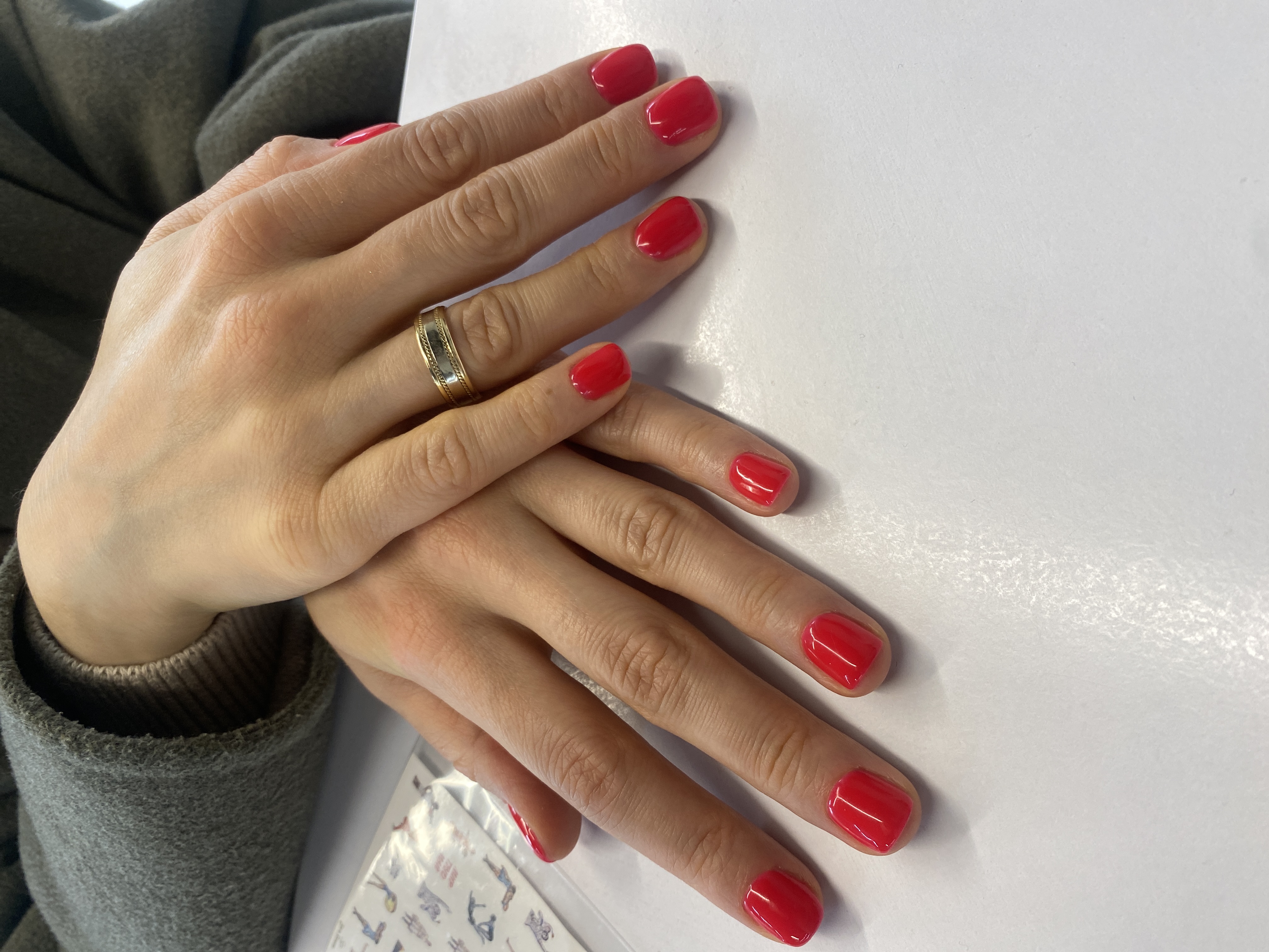 однотон, Маникюр, красный, на каждый день