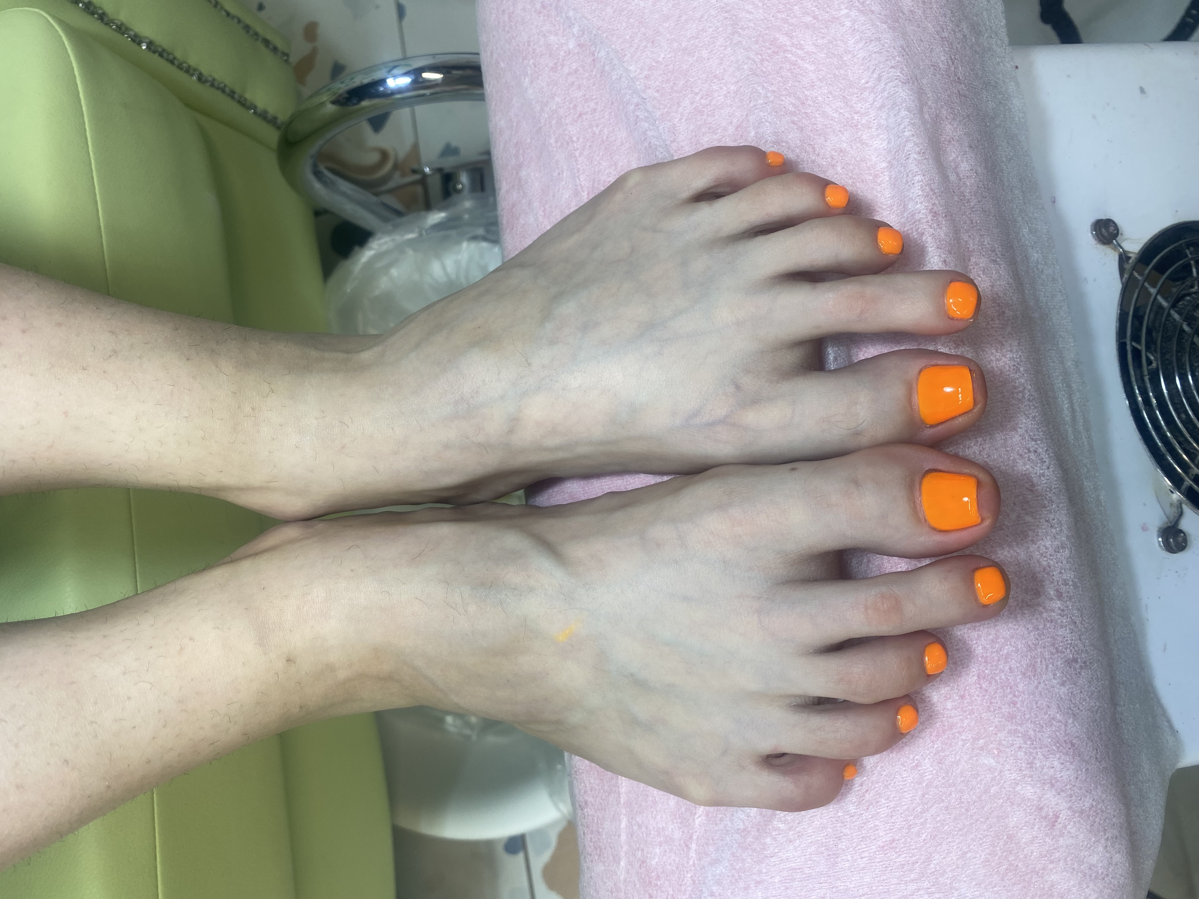 Педикюр, однотон, на каждый день, оранжевый