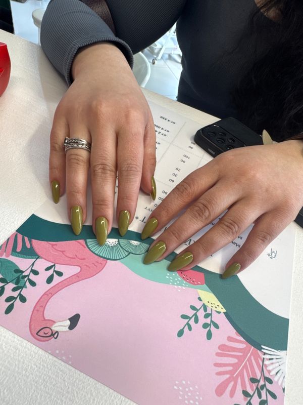 глянцевый, зеленый, однотон, Маникюр, на каждый день