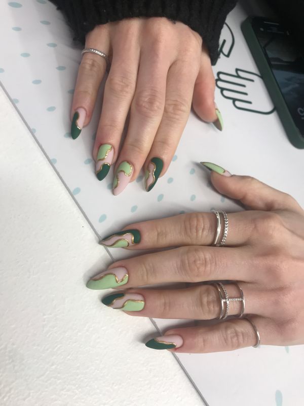 Маникюр, разные цвета, матовый, дизайн, абстракция, блестки, мазки цветом, оригинальный