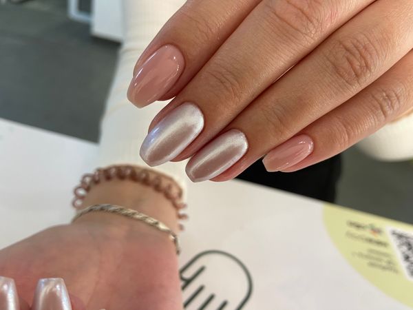 Маникюр, розовый, комбинированный, на каждый день, глянцевый, втирка, дизайн