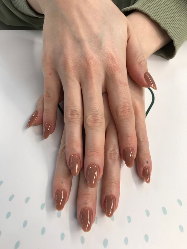 глянцевый, бежевый, нюд, однотон, Маникюр, на каждый день