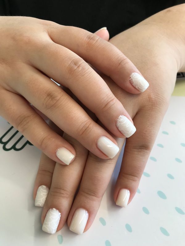 глянцевый, белый, нюд, однотон, Маникюр, на каждый день, нежный, дизайн, матовый, Стемпинг