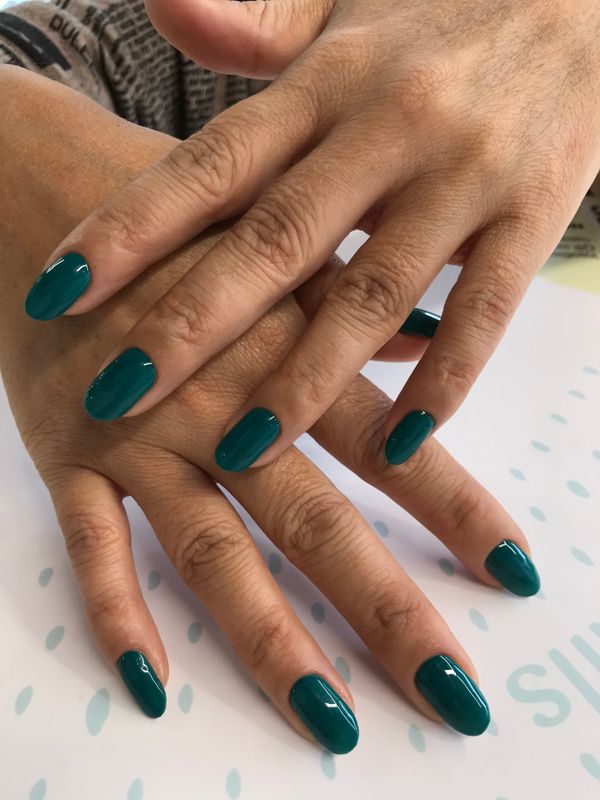 глянцевый, изумруд, однотон, Маникюр