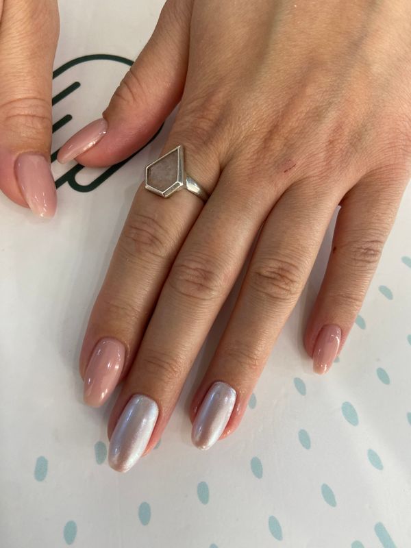 Маникюр, розовый, комбинированный, на каждый день, глянцевый, втирка, дизайн