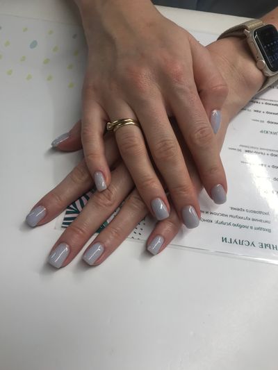 Маникюр, глянцевый, глиттер, нюд, серый, светлый