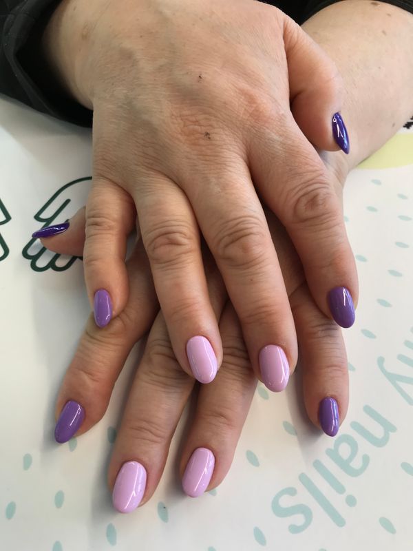 глянцевый, синий, комбинированный, Маникюр, на каждый день