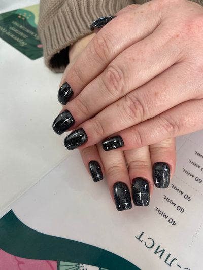 дизайн, глянцевый, новогодний, снег, рисунок, снежинка, лак с блестками, черный, белый