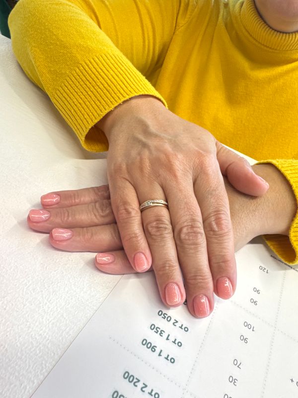 глянцевый, розовый, нюд, однотон, Маникюр, топ в крапинку, на каждый день, нежный