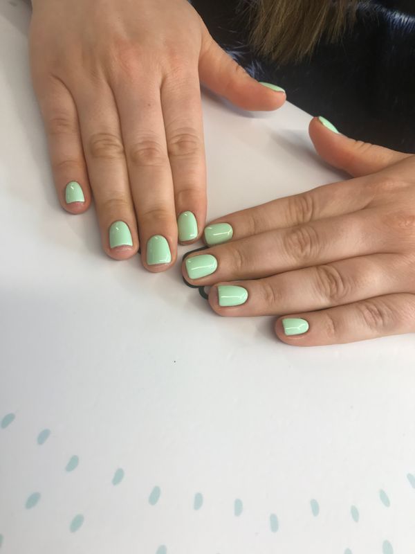 Маникюр, заусеницы, мята, глянцевый, нюд, однотон, на каждый день