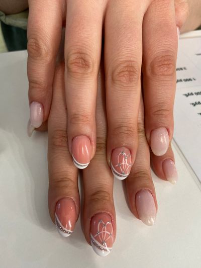 дизайн, глянцевый, праздничный, свадебный, стразы, блестки, френч, глиттер, линии, абстракция, разные цвета, слоновая кость, розовый, прозрачный, камуфляж, белый