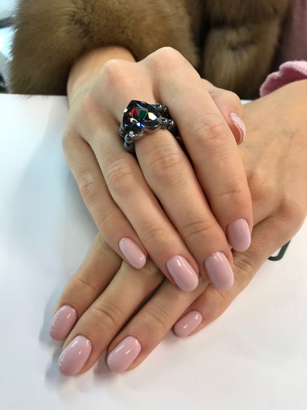 глянцевый, нежно розовый, нюд, однотон, Маникюр, на каждый день, нежный