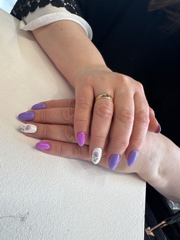 глянцевый, синий, Маникюр, комбинированный, на каждый день, дизайн, наклейка, цветы, оригинальный, минимализм