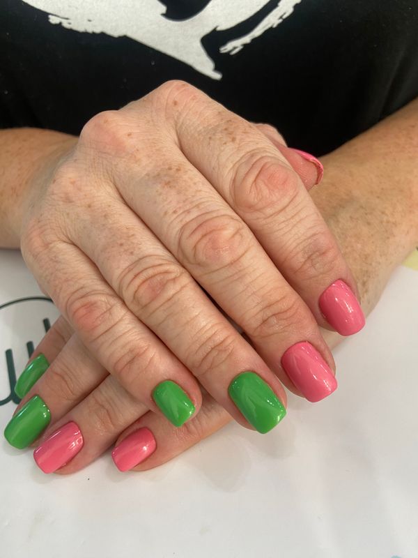 Маникюр, зеленый, комбинированный, глянцевый