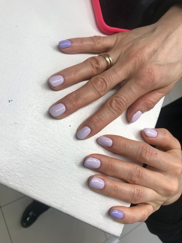 Маникюр, голубой, глянцевый, светлый, однотон, нежный