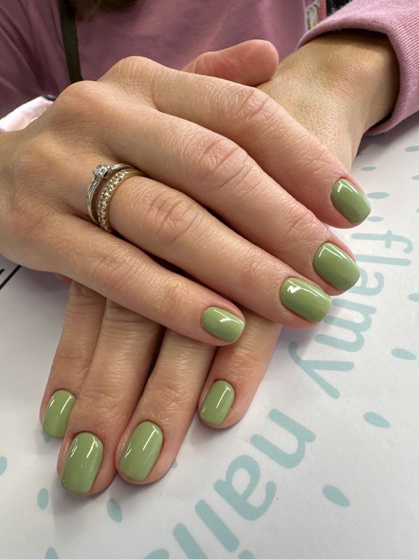 Маникюр, мята, глянцевый, однотон
