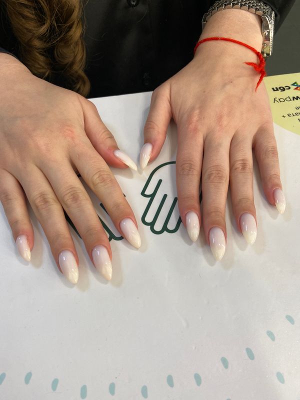 Маникюр, молочная база, глянцевый, нюд, однотон, на каждый день