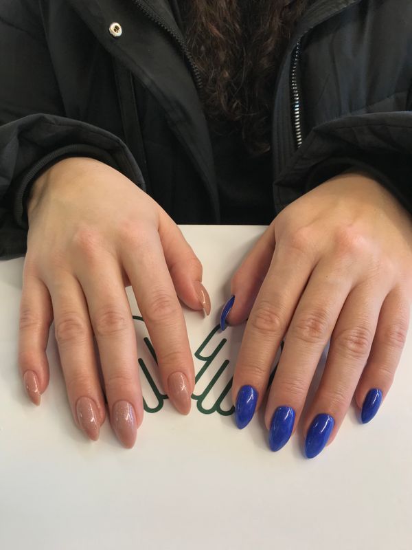 глянцевый, синий, лак с блестками, комбинированный, Маникюр, на каждый день