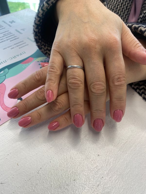 глянцевый, сиреневый, нюд, однотон, Маникюр, на каждый день