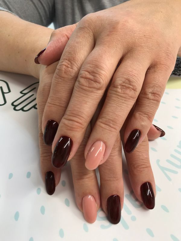 заусеницы, глянцевый, темный шоколад, Маникюр, комбинированный