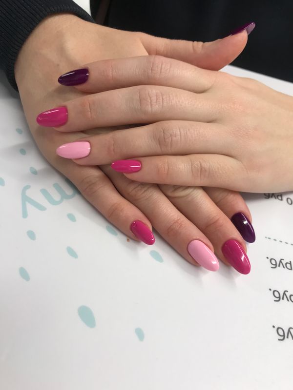 Маникюр, разноцветный, глянцевый