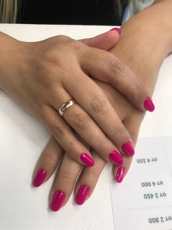 глянцевый, малиновый, однотон, Маникюр, на каждый день