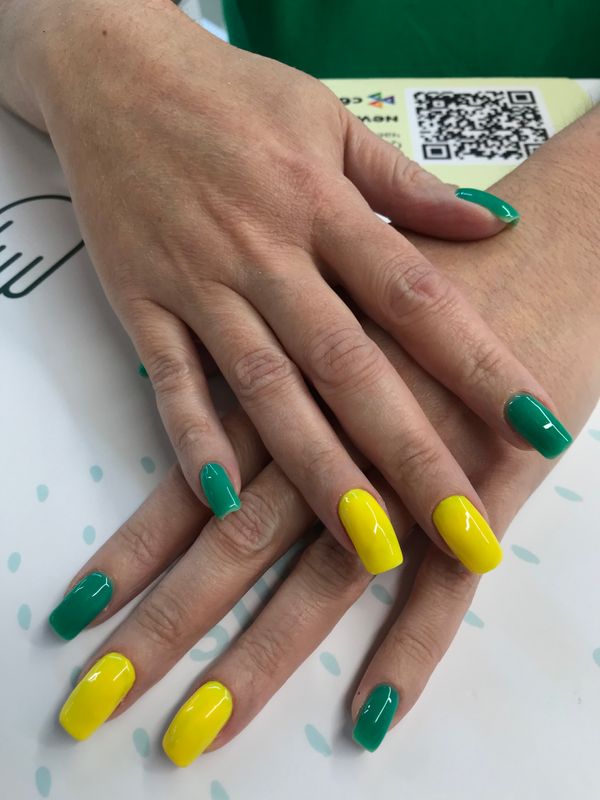 глянцевый, зеленый, заусеницы, комбинированный, Маникюр
