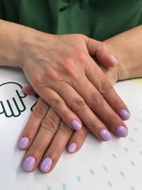 глянцевый, не под кутикулу, сиреневый, нюд, однотон, Маникюр, на каждый день, нежный