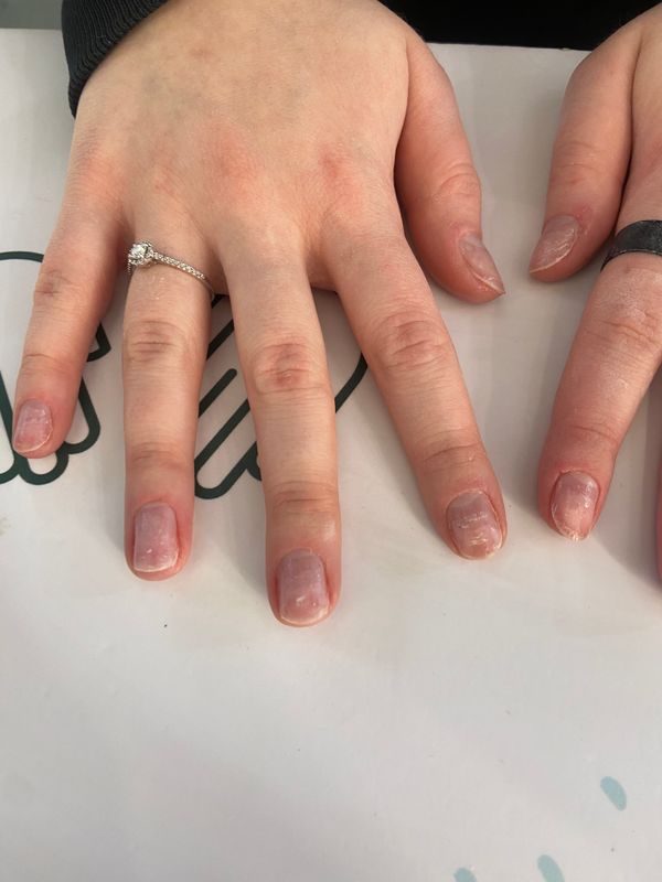 Маникюр, бесцветный, глянцевый, однотон, снятие гель лака