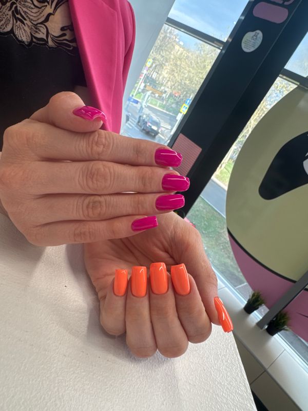 глянцевый, фуксия, комбинированный, Маникюр, на каждый день