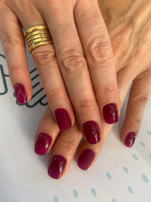 Маникюр, фиолетовый, глянцевый, матовый, однотон