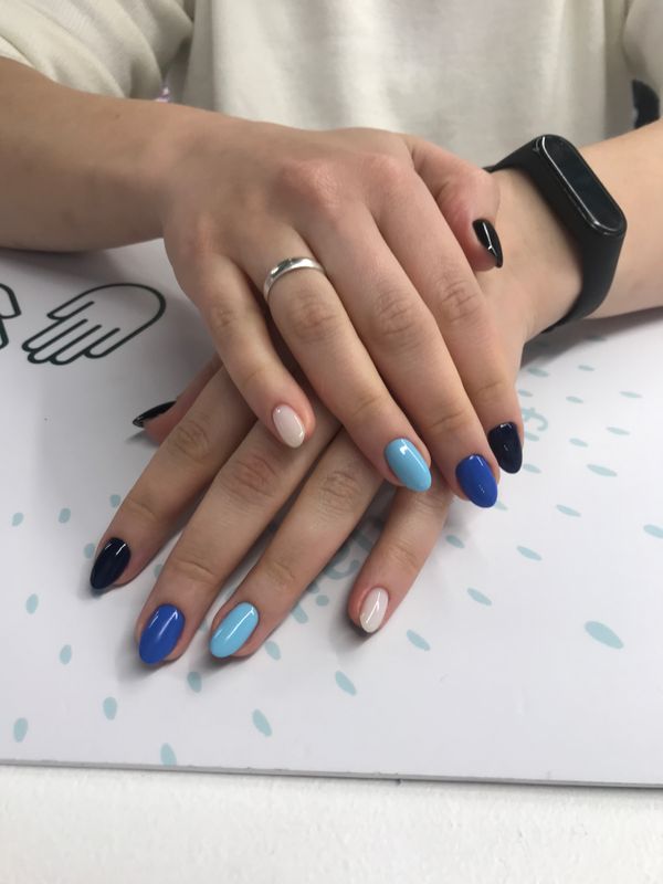 Маникюр, разноцветный, глянцевый