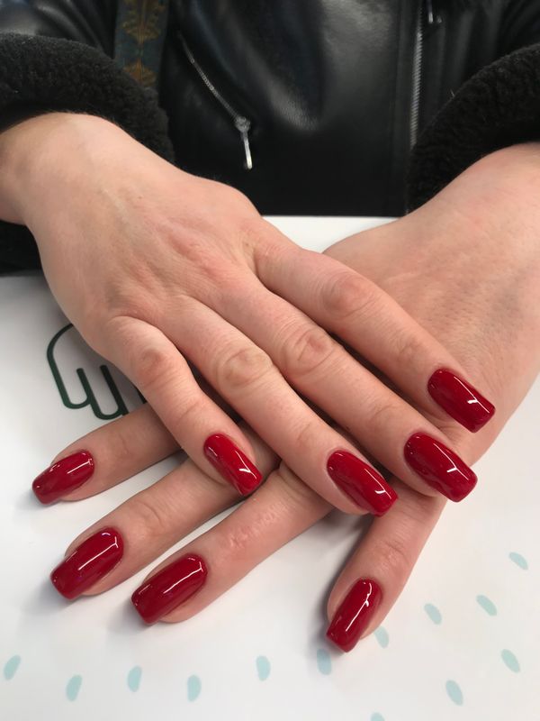 Маникюр, бордовый, винный, глянцевый, однотон
