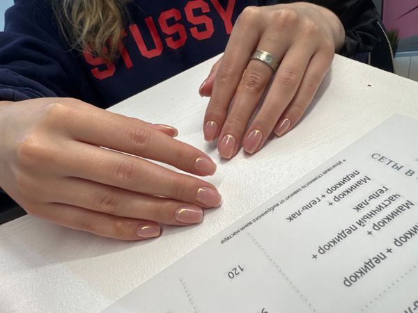 глянцевый, пудровый, нюд, однотон, Маникюр, дизайн, втирка, глиттер, на каждый день, нежный