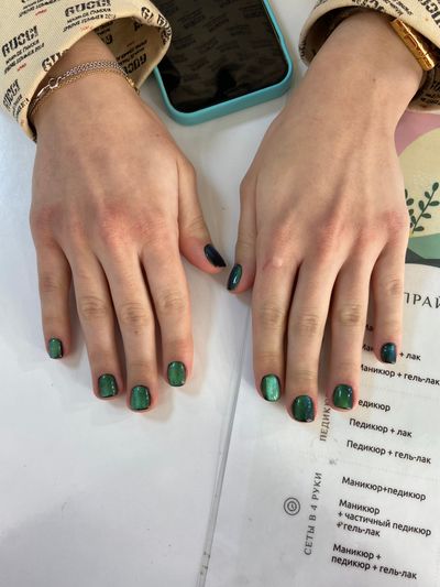 глянцевый, кошачий глаз, однотон, зеленый