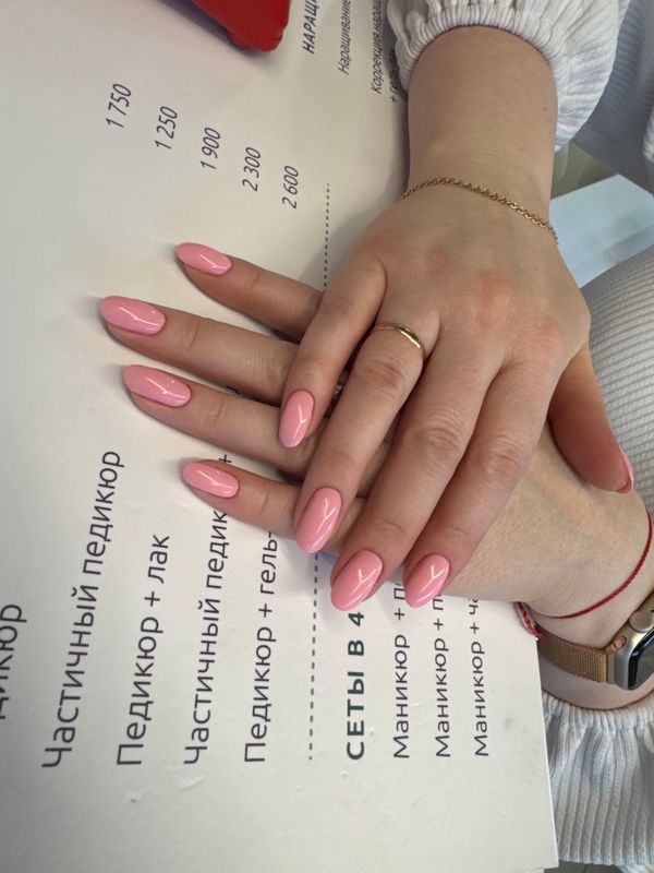 глянцевый, розовый, нюд, однотон, Маникюр, на каждый день, нежный